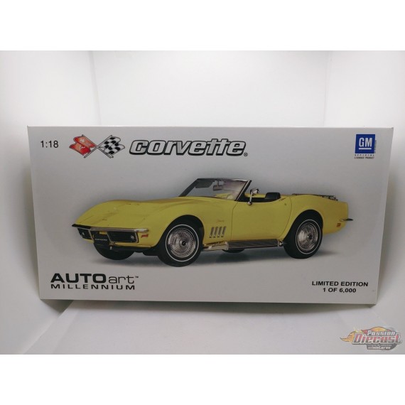 ( Usagé) Chevrolet Corvette 1969 Daytona yellow  - Autoart    1/18 -  71161  Usagé