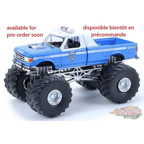 NYPD - 1990 Ford F-350 Monster Truck - Kings of Crunch - Edition Hot Pursuit - 1/64 Greenlight - 49170 E