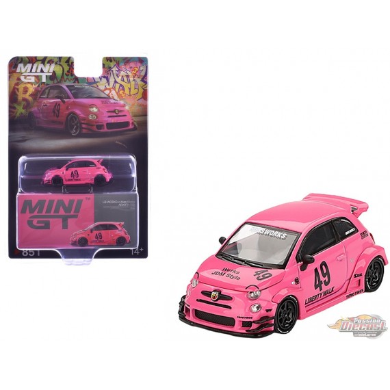 thumbnail image 2 of Mini GT 1/64 ABARTH 595 LB-WORKS X Abas Works – Limited Edition Pink #851 2 of 6