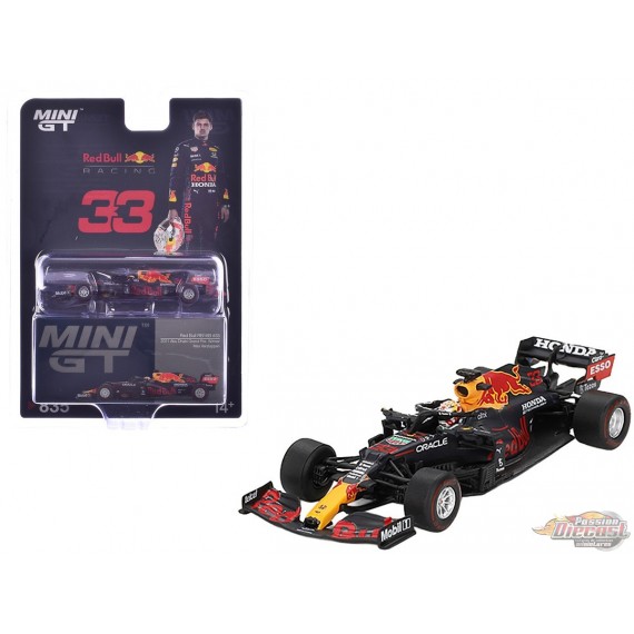 Red Bull RB16B No.33 Max Verstappen Vainqueur du Grand Prix d'Abou Dhabi 2021 - Mini GT - 1:64 - MGT00835 Passion Diecast