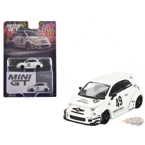 LB-WORKS x Abas Works ABARTH 595 Gara Blanc - Mini GT - 1:64 - MGT00809 Passion Diecast