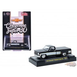 1977 Chevrolet Cheyenne Super 30 Pickup Truck - Black & White - MiJo Exclusives - M2 Machine - 1:64 - 31500-MJS80