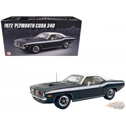 1972 Plymouth Cuda 340 Black with White Stripes  - ACME - 1/18 - A1806137