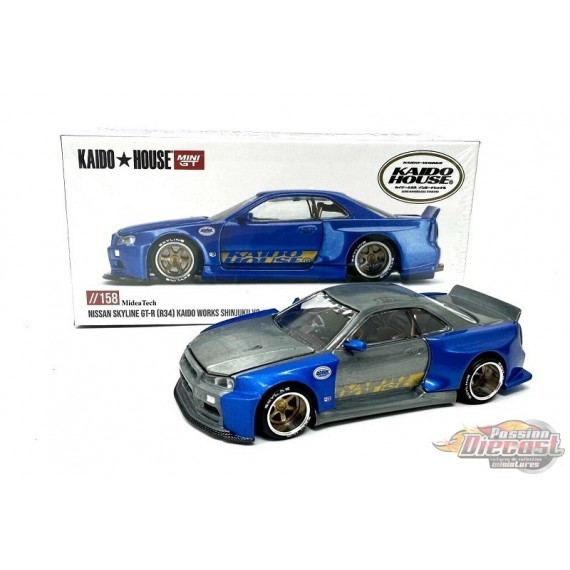 CHASE CAR Kaido★House - Nissan Skyline GT-R (R34) Kaido Works V2 Aero SHINJUKU V2 - Mini GT - Mijo Exclusives - 1/64 - KHMG158GR