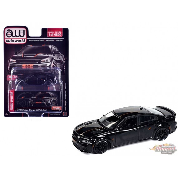 2021 Dodge Charger SRT Hellcat Custom Black Limited 3,600 - Mijo Exclusives - Auto World - 1/64 - CP8085