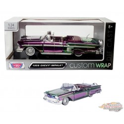 Chevrolet Impala 1958 - Chrome violet/vert - Custom Wrap - Motormax 1/24 - 79082 Passion Diecast