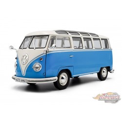 VOLKSWAGEN T1 SAMBA - BLUE & WHITE 1962 - Solido - 1/18 - S1813401 - Passion Diecast 