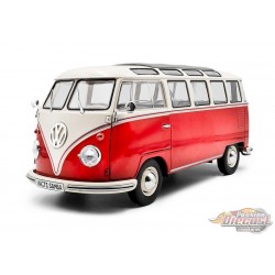 VOLKSWAGEN T1 SAMBA - RED & WHITE 1962 - Solido - 1/18 - S1813401 - Passion Diecast 