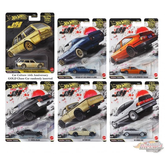 Hot Wheels - 1:64 - Car Culture 10e anniversaire 2026 - Japan Historics - Release P - Set De 10 Voitures - FPY86-961P
