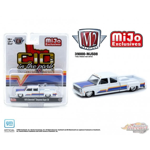 1975 Chevrolet Cheyenne Super 30 Dually Blanc C10s In The Park - MiJo Exclusives - M2 Machine - 1:64 - 39000-MJS08