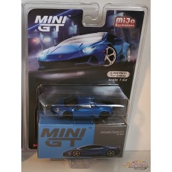 CHASE CAR Lamborghini Huracán EVO Bleu Eleos -  MINI GT 1:64 - MGT00229GR - Passion Diecast 