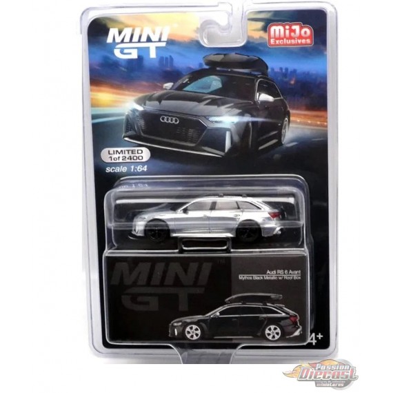 CHASE CAR Audi RS6 Avant with Roof Box - Mythos Black - MiJo Exclusives -  MINI GT 1:64 - MGT00257GR Passion Diecast 