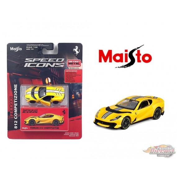 Speed Icons - Ferrari 812 Competizione - Jaune - Majorette 1:64 - 15709YL - Passion Diecast 