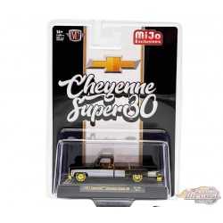 CHASE CAR 1977 Chevrolet Cheyenne Super 30 Pickup Truck - Black & White - MiJo Exclusives - M2 Machine - 1:64 - 31500-MJS80GR
