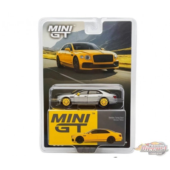 CHASE CAR Bentley Flying Spur Monaco Jaune - Mini GT - 1:64 - MGT00955GR Passion Diecast