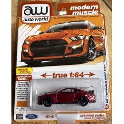 CHASE CAR Ford Mustang Shelby GT500 2021 en fibre de carbone en orange Twister avec toit noir - Auto World - 1/64 - AWSP171 BGR