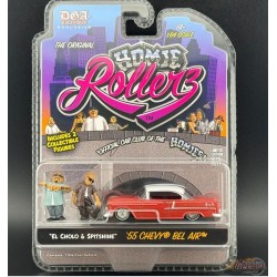 (Preorder) 1955 Chevrolet Bel Air w/ El Cholo & Spitshine - Homie Rollerz 2025 Series 1 - 1/64 Greenlight - 204871 C