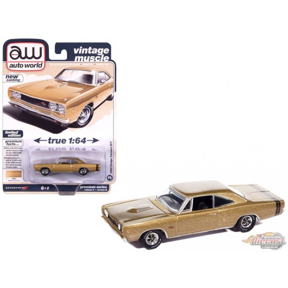 1968 Dodge Coronet R/T Hardtop in Medium Gold Poly - Auto World - 1/64 - AWSP194 B