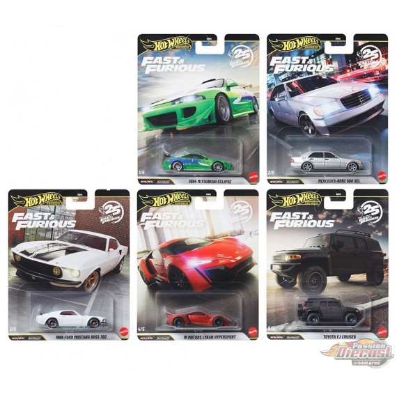 Hot Wheels Premium 1:64 - Fast & Furious 25Th Anniversary Premium 2026 M Assortment Of 5 Cars - HNW46-956N