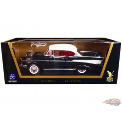 1957 Chevrolet Bel Air Hardtop Black with White Top and Red Interior - 1/18  LUCKY TOYS - 92109 bk PassionDiecast