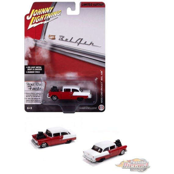 Chevrolet Bel Air 1955 (rouge/blanc) - Johnny Lightning 1/64 - JLSP408 Passion Diecast