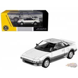 1985 Toyota MR2 MK1 White and Silver Metallic with Sunroof - Para64 - PA-55365 - Passion Diecast 