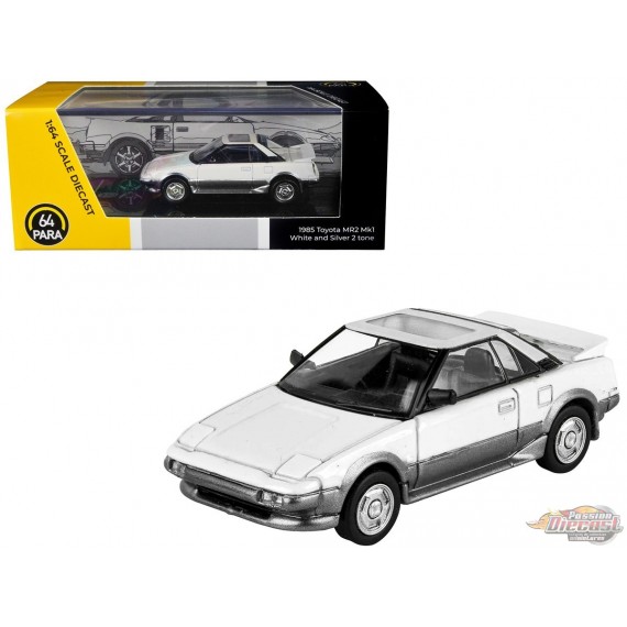 Toyota MR2 MK1 1985 Blanc et Argent Métallisé avec toit ouvrant - Para64 - PA-55365 - Passion Diecast 