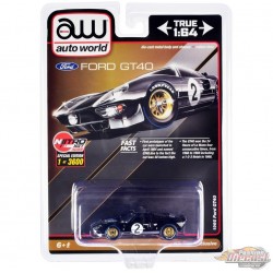 1966 Ford GT40 RHD (Right Hand Drive) No.2 Black with Silver Stripes to 3600 piece - Auto World - 1/64 - CP7922
