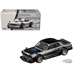 Skyline GT-R V8 Drift "Hakosuka" Silver Chrome with Black Hood and Top - Pop Race 1:64 - PR640330 -  Passion Diecast 