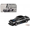Skyline GT-R V8 Drift "Hakosuka" Silver Chrome with Black Hood and Top - Pop Race 1:64 - PR640330