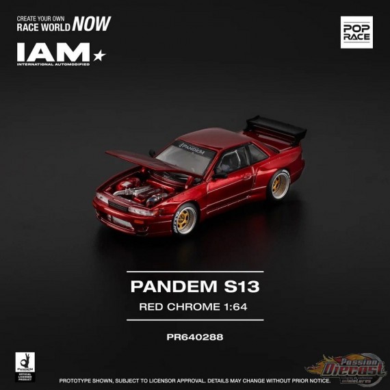 Pandem S13 Red Chrome - Pop Race 1:64 - PR640288 -  Passion Diecast 
