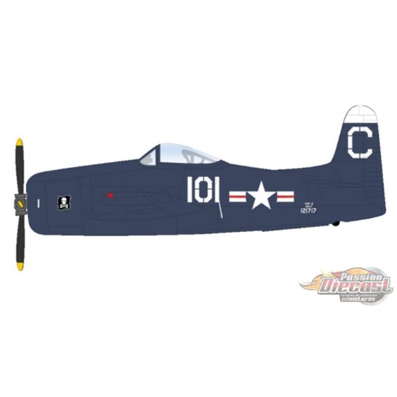 (Preorder) Grumman F8F-2 Bearcat / USN VF-61 Jolly Rogers, White 101, 1949 / SkyMax Flying Heroes 1:72 SM1013