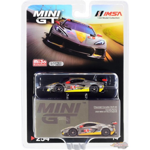 Chevrolet Corvette C8.R no.4 2020 IMSA 24 Hr Daytona Grey - Mijo Exclusive USA -  MINI GT 1:64 - MGT00254