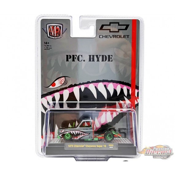 CHASE CAR 1973 Chevrolet Cheyenne Super 10 PFC. HYDE Shark Face - M2 Machine - 1:64 - 31500-HS62GR