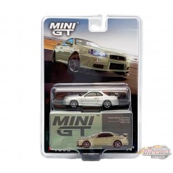 CHASE CAR Nissan Skyline GT-R (R34) V-Spec II Nür - Millenium Jade - Mini GT - 1:64 - MGT01003GR Passion Diecast