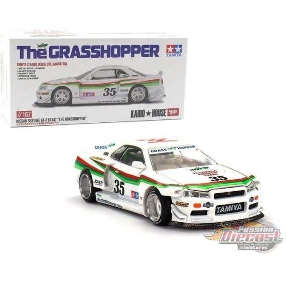 Nissan Skyline GT-R (R34) TAMIYA x KAIDO HOUSE The GRASSHOPPER V1 - Mini GT - Mijo Exclusives - 1/64 - KHMG167 Passion Diecast