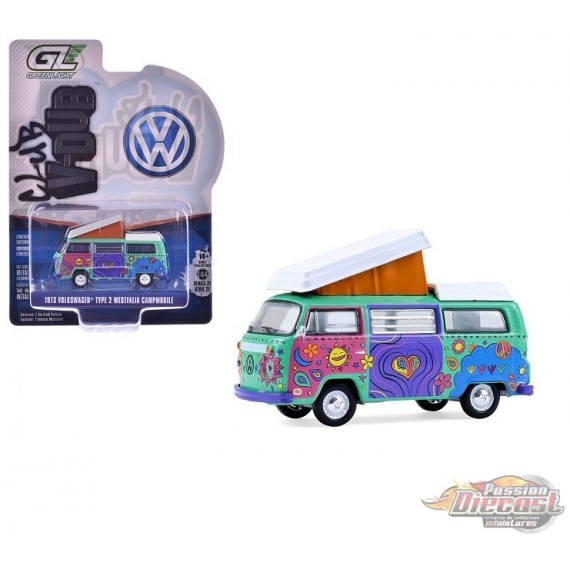 1973 Volkswagen Type 2 Westfalia Camper - Music Festival Van - Club Vee-Dub Series 21 - 1/64 Greenlight - 36120 C