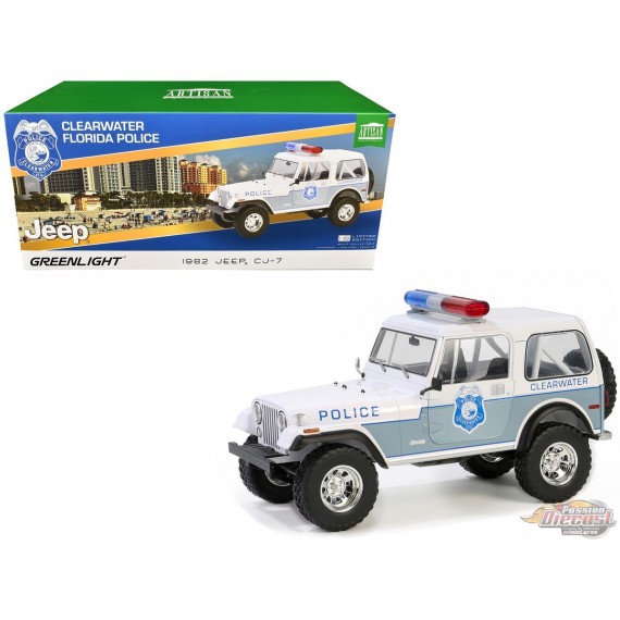 Clearwater, Florida Police Department 1982 Jeep CJ-7 - Greenlight 1/18 - 19140 Passion Diecast 