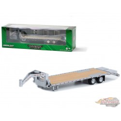 Gooseneck Trailer in Primer Gray with Red and White Conspicuity Stripes - Hobby Exclusive - 1/64 Greenlight - 30391