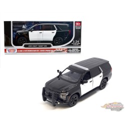 2025 Chevrolet Tahoe Police Pursuit Vehicle - Plain Black and White Two-tone - Motormax 1/24 - 76816-BKWH Passion Diecast