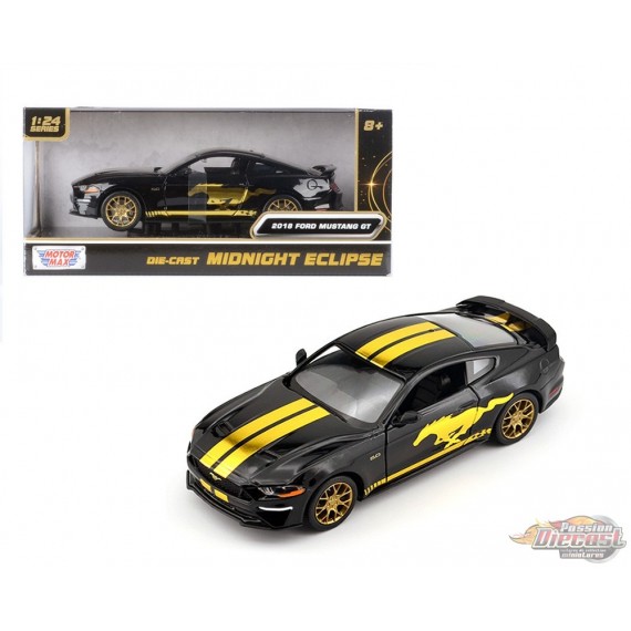 2018 Ford Mustang GT - Matte Black with Gold - Motormax 1/24 - 79204 Passion Diecast