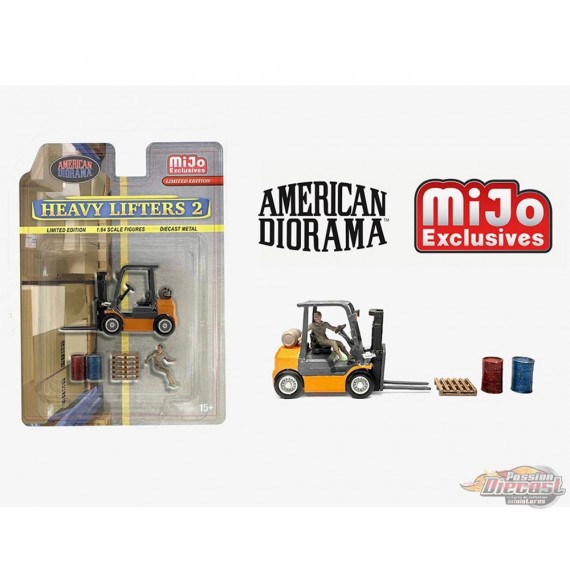 Heavy Lifters Forklift Set II - 5 Piece metal set - American Diorama - 1/64 - AD-2434 Passion Diecast