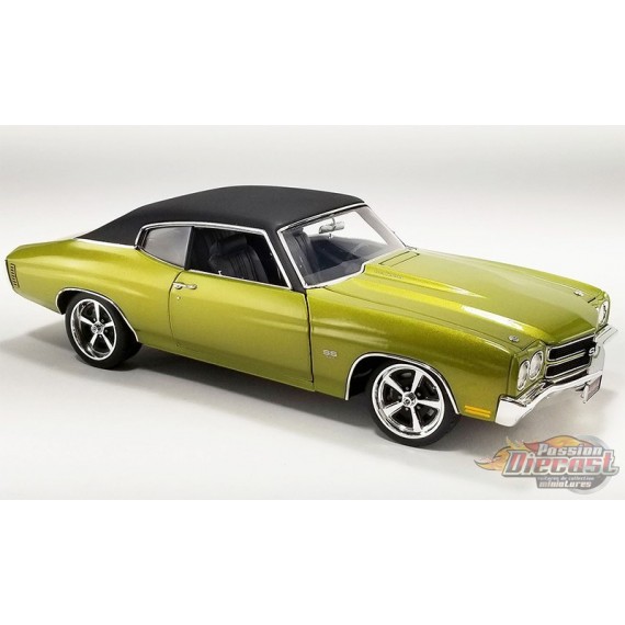 Chevrolet Chevelle SS Restomod 1970 avec toit vinyle, couleur vert citron et bandes noires - ACME - 1/18 - A1805525
