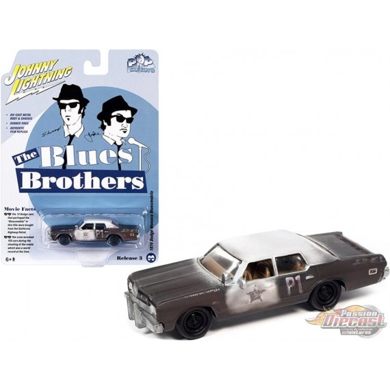 Blues Brothers - 1974 Dodge Monaco en noir et blanc - Johnny Lightning 1/64 - JLSP215 -  Passion Diecast 