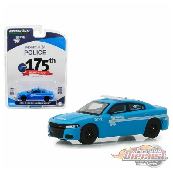 Dodge Charger 2018 - 175e anniversaire de la Police de Montréal, Canada   1-64 greenlight 27980 E Passion Diecast 