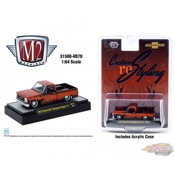 1973 Chevrolet Cheyenne Super 10 Custom Re Styling - Maron flamme - Hobby Exclusive - M2 Machine - 1:64 - 31500-HS70