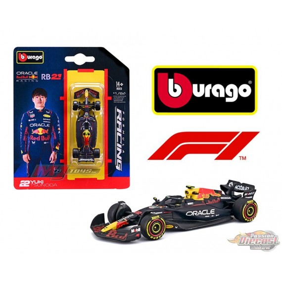 F1 2025 Oracle Red Bull Racing RB21 No.22 Yuki Tsunoda - Bburago 1/64 - 18-58003YT - Passion Diecast 