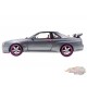 Nissan Skyline GT-R R34 de 1999 - Argent avec accents violets métallisés -  Solido  1/18 - S1804310 -   Passion Diecast 