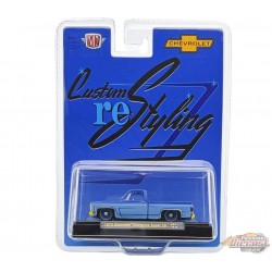 CHASE CAR 1973 Chevrolet Cheyenne Super 10 Custom Re Styling - Bleu - Hobby Exclusive - M2 Machine - 1:64 - 31500-HS71GR
