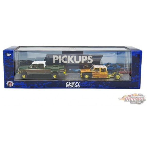 CHASE CAR 1973 Chevrolet Cheyenne Super 30 & 1975 Chevrolet Silverado 30 4X4 - M2 1/64 - 36000-90 BGR